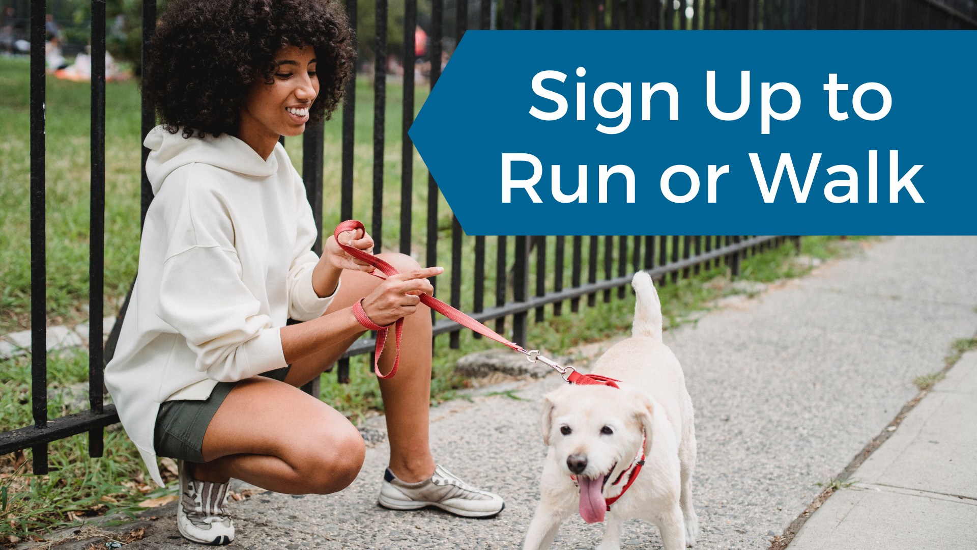 Sign up to run or walk banner with an image